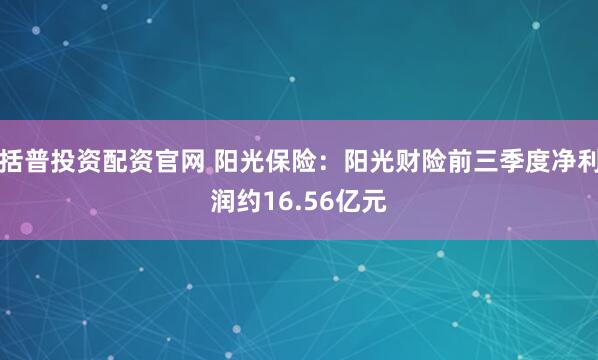括普投资配资官网 阳光保险：阳光财险前三季度净利润约16.56亿元